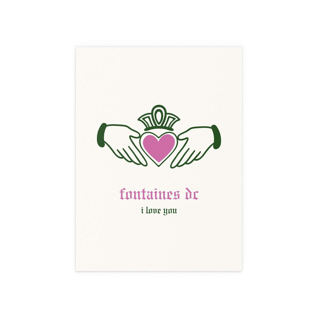 Fontaines DC - I Love You - Irish Claddagh (Off-white + Green + Pink)