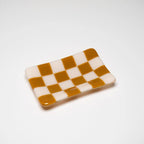 Handmade Glass Tray – Chequered Fused Glass Trinket Dish by David Perry Glass & Ceramics (12x7cm-chequered-dual-coloured-small-tray-bullseye-collection)