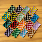 Handmade Glass Tray – Chequered Fused Glass Trinket Dish by David Perry Glass & Ceramics (12x7cm-chequered-dual-coloured-small-tray-bullseye-collection)