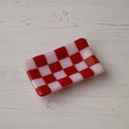 Handmade Glass Tray – Chequered Fused Glass Trinket Dish by David Perry Glass & Ceramics (12x7cm-chequered-dual-coloured-small-tray-bullseye-collection)