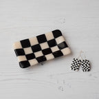 Handmade Glass Tray – Chequered Fused Glass Trinket Dish by David Perry Glass & Ceramics (12x7cm-chequered-dual-coloured-small-tray-bullseye-collection)