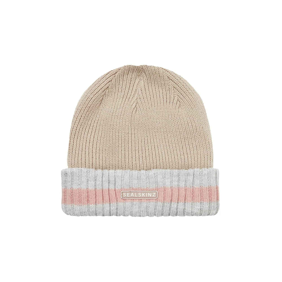 Mens & Ladies Waterproof Cold Weather Striped Roll Cuff Beanie Hat