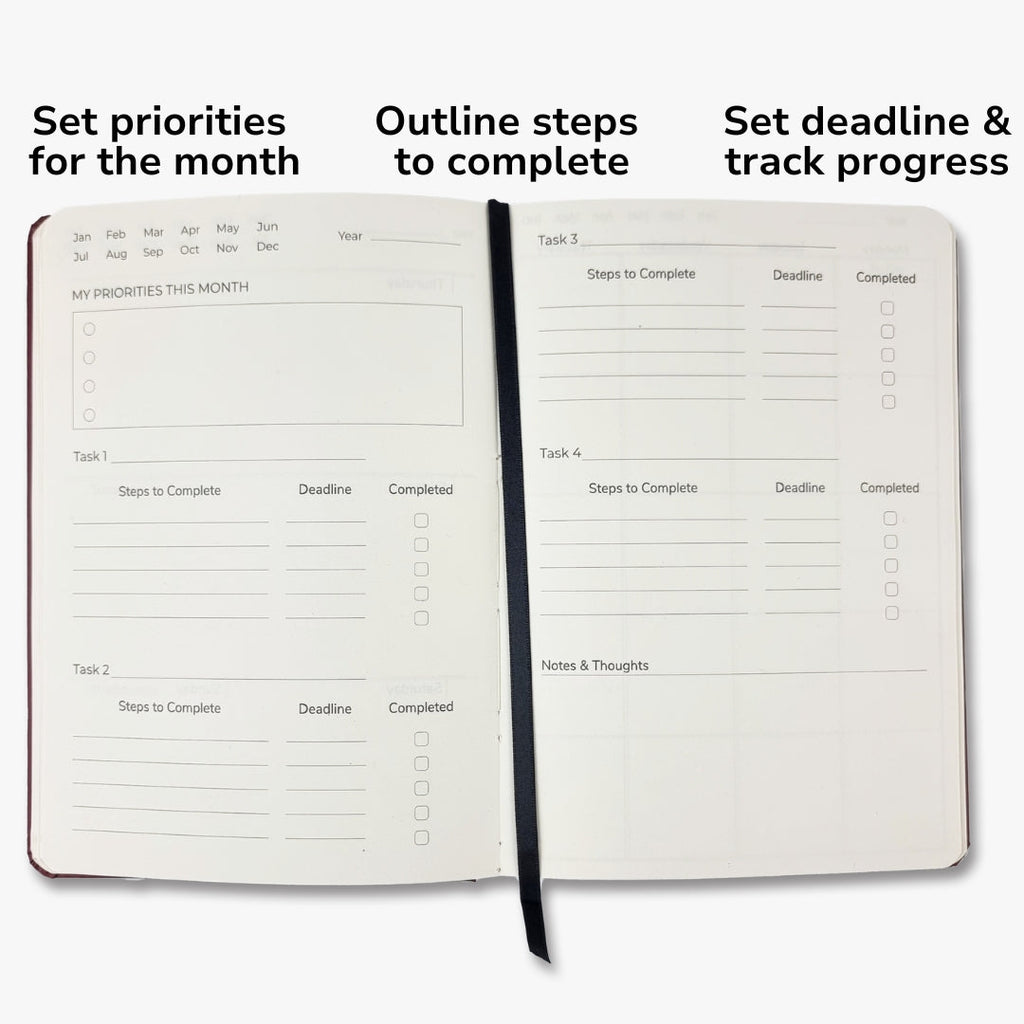 Undated Yearly Productivity Planner - Purple