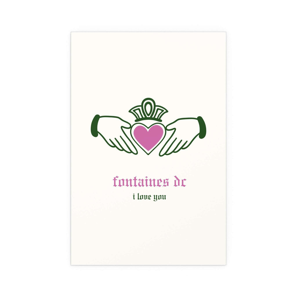 Fontaines DC - I Love You - Irish Claddagh (Off-white + Green + Pink)