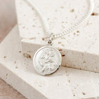 Classic Small St Christopher Necklace Sterling Silver 14mm