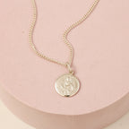 Classic Small St Christopher Necklace Sterling Silver 14mm