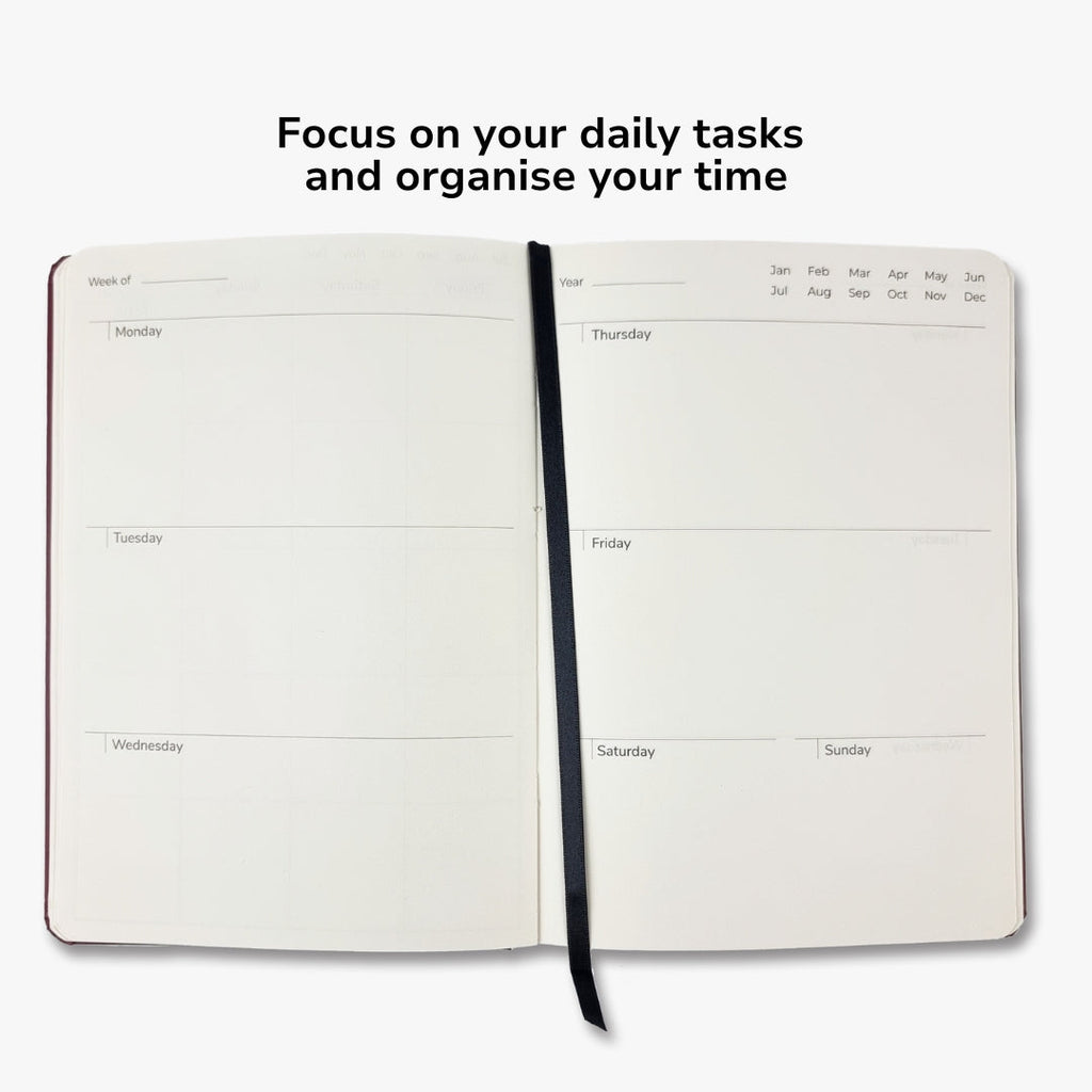Undated Yearly Productivity Planner - Red