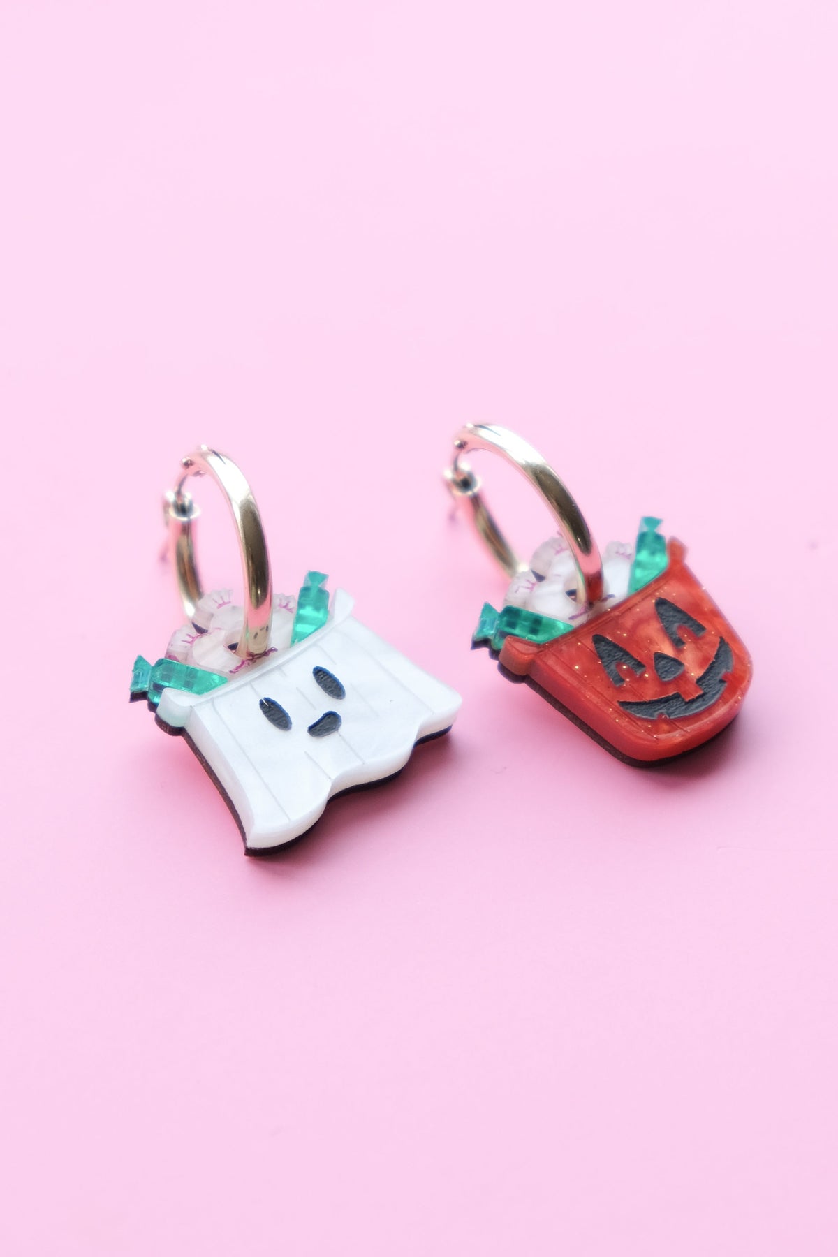 Halloween Candy Bucket Hoop Earrings