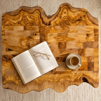 Luxury Live Edge Olive Wood Coffee Table - Modern Industrial Living Room Table