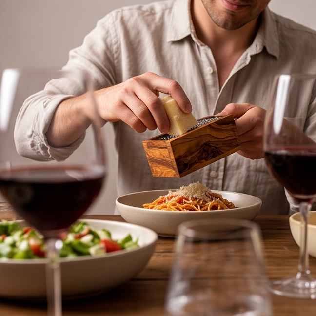 Handcrafted Olive Wood Cheese Grater Box - Manual Parmesan Shredder Catcher