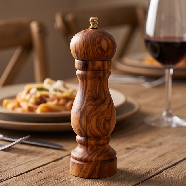 Olive Wood Spice Grinder Mill | Traditional Wooden Salt & Pepper Herb Shaker
