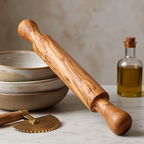 Olive Wood Professional Rolling Pin | Traditional Hardwood Pastry Dough Roller