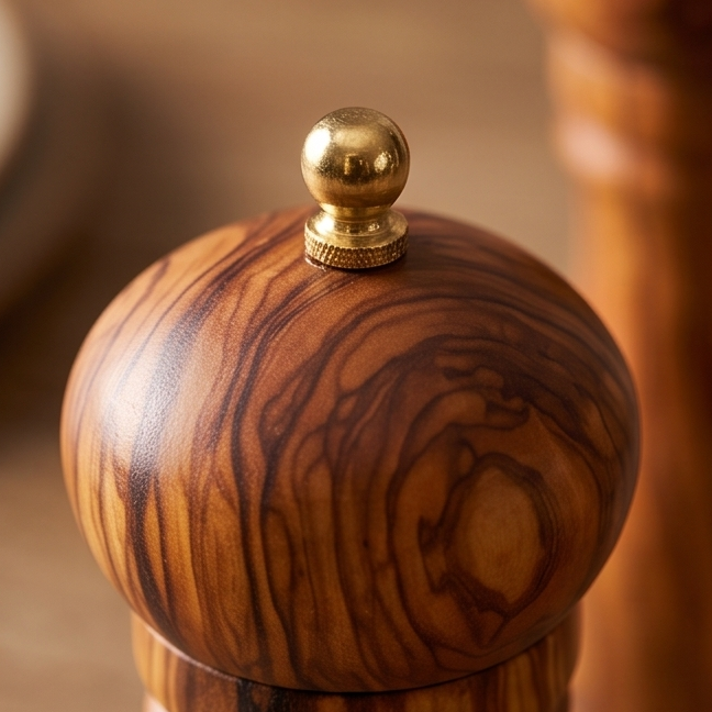 Olive Wood Spice Grinder Mill | Traditional Wooden Salt & Pepper Herb Shaker