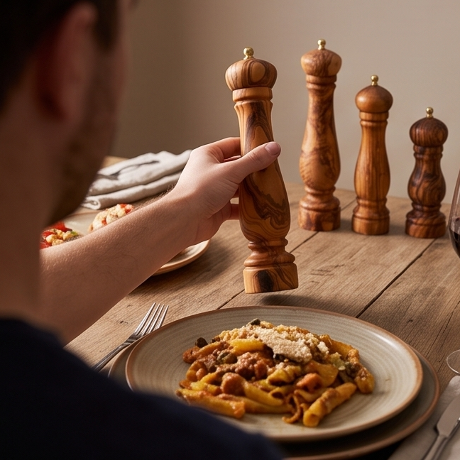 Olive Wood Spice Grinder Mill | Traditional Wooden Salt & Pepper Herb Shaker