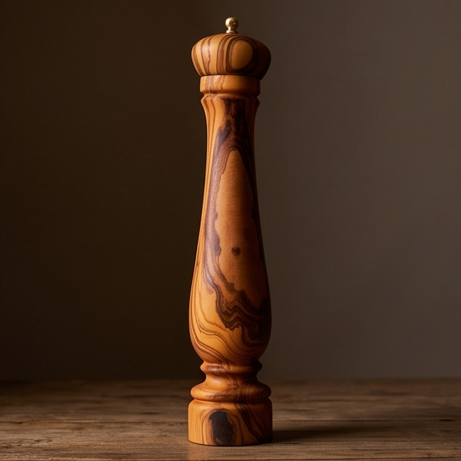 Olive Wood Spice Grinder Mill | Traditional Wooden Salt & Pepper Herb Shaker