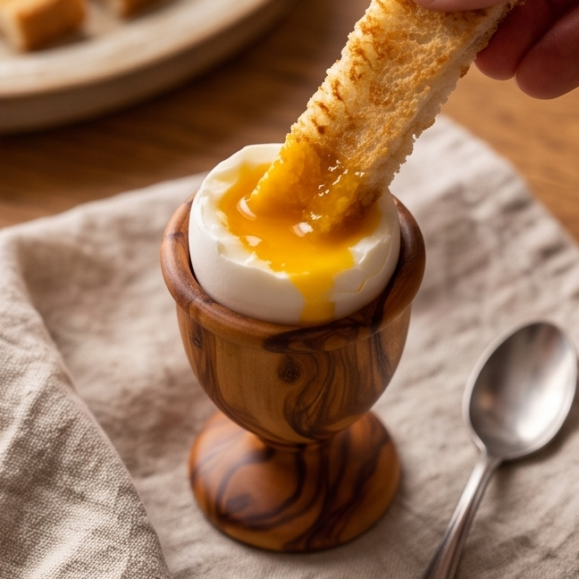 Olive Wood Egg Cup | Wooden Soft Boiled Egg Holder Breakfast Serving Stand