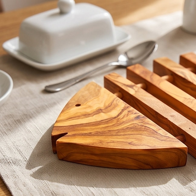 Handcrafted Fish Shaped Olive Wood Trivet (26x19 cm) | Hot Pad