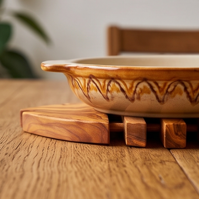Handcrafted Fish Shaped Olive Wood Trivet (26x19 cm) | Hot Pad