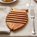 Handcrafted Fish Shaped Olive Wood Trivet (26x19 cm) | Hot Pad