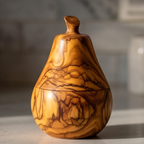 Handcrafted Pear Shaped Olive Wood Sugar Bowl & Spice Jar (12 cm)