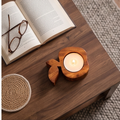 Olive Wood Apple Shaped Candle Holder
