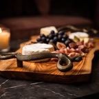 hand made olive wood tray with Snake shaped handle