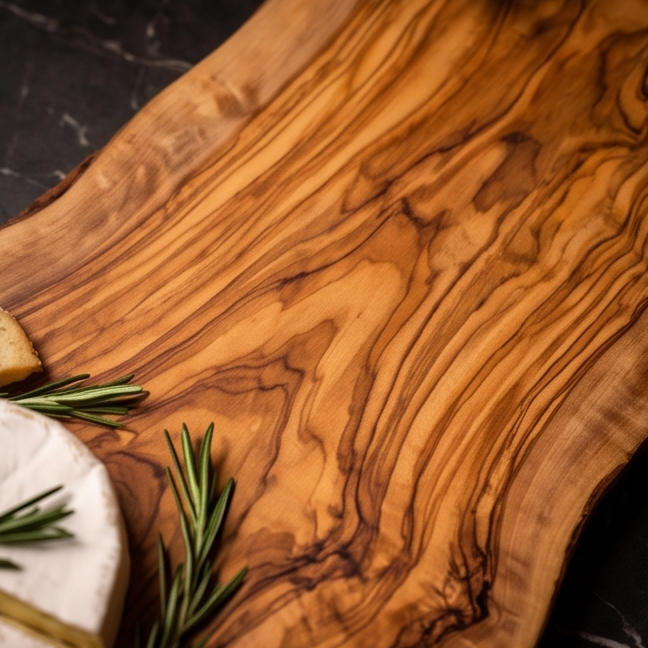 hand made olive wood tray with Snake shaped handle