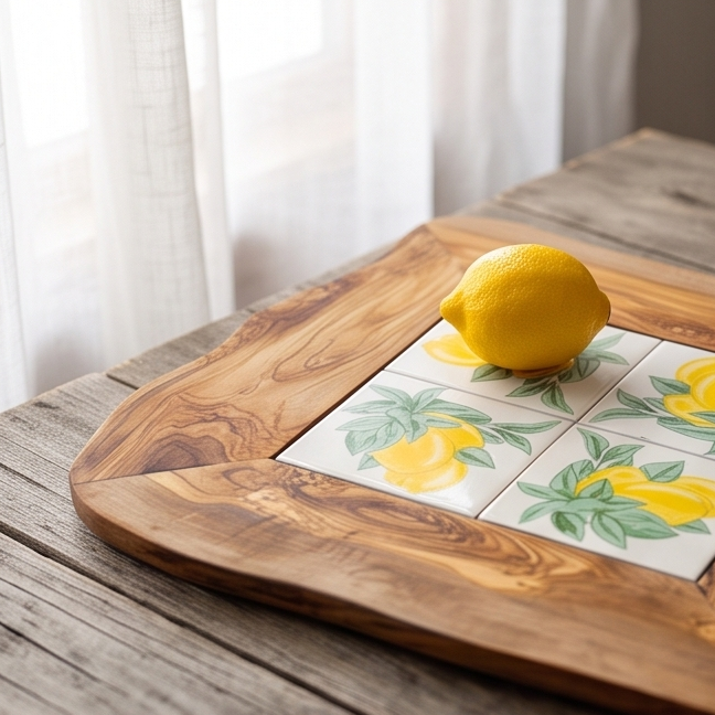 Olive Wood Medium Rustic Olive Wood Ceramic Tray, serving tray, natural, handmade, gift
