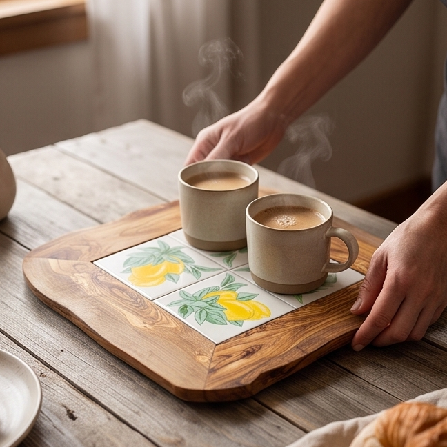 Olive Wood Medium Rustic Olive Wood Ceramic Tray, serving tray, natural, handmade, gift