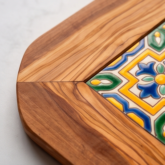 Olive Wood Medium Rustic Olive Wood Ceramic Tray, serving tray, natural, handmade, gift
