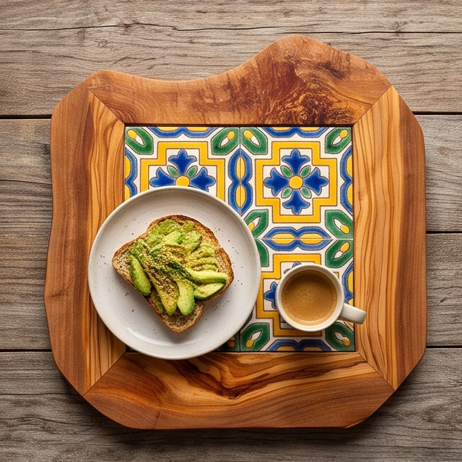 Olive Wood Medium Rustic Olive Wood Ceramic Tray, serving tray, natural, handmade, gift