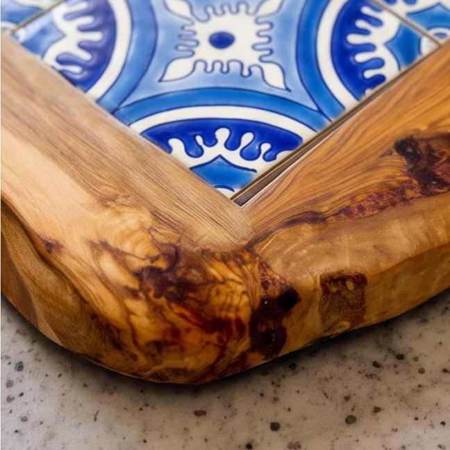 Medium Rustic Olive Wood Ceramic Tray 15 cm