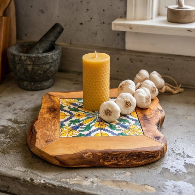 Medium Rustic Olive Wood Ceramic Tray 15 cm