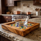 Square Olive Wood Ceramic Tray
