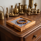 Square Olive Wood Ceramic Tray