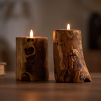 Handcrafted Rustic Olive Wood Log Candle Holder (8cm, 10cm & 12cm) – Rustic Tealight Pillar