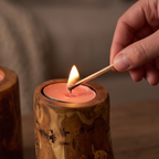 Handcrafted Rustic Olive Wood Log Candle Holder (8cm, 10cm & 12cm) – Rustic Tealight Pillar
