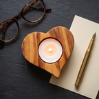 Handcrafted Olive Wood Heart Candle Holder (8 cm) – Romantic Wooden Gift