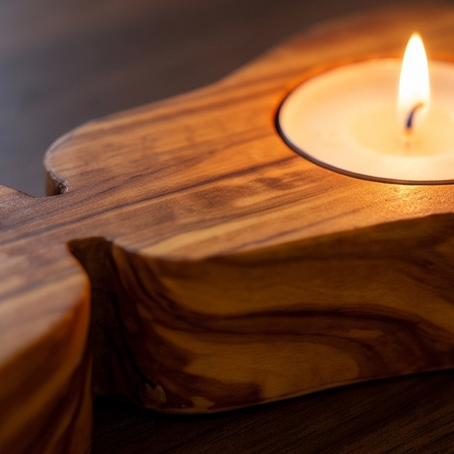 Wooden Candle Holder, Olive Wood Pear Shape Candle Holder 10 cm, handmade, Home decor, Housewarming gift