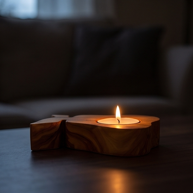 Wooden Candle Holder, Olive Wood Pear Shape Candle Holder 10 cm, handmade, Home decor, Housewarming gift