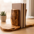 Olive Wood Rustic Wooden Bookends/Bookstand