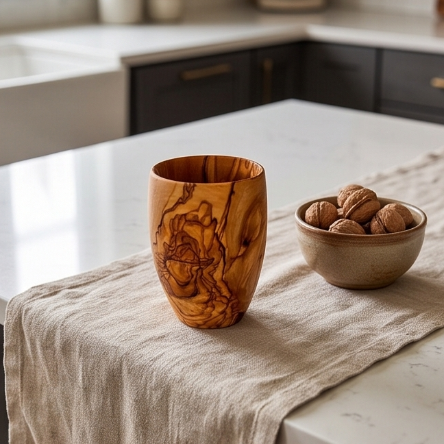 Olive Wood Wooden Drinking Cup  | 384ml