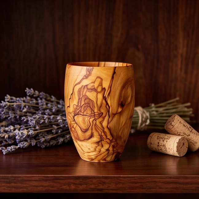 Olive Wood Wooden Drinking Cup  | 384ml