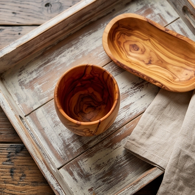 Olive Wood Wooden Drinking Cup  | 384ml