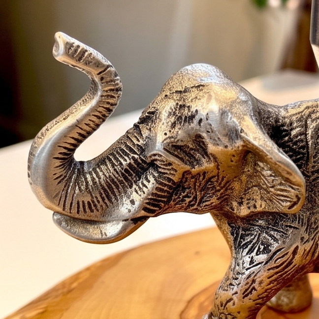 Olive wood elephant candle holder