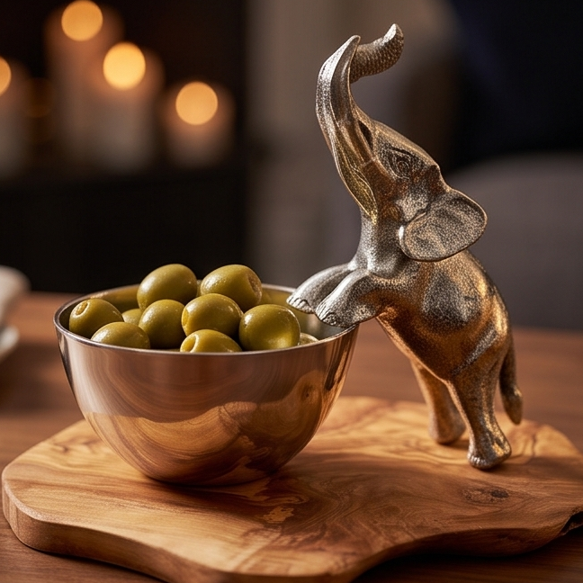 Olive wood Base Elephant Bowl