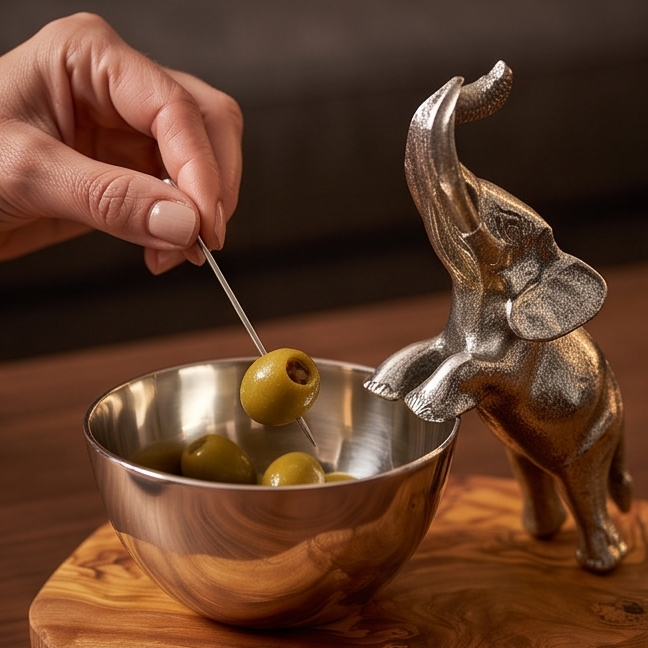 Olive wood Base Elephant Bowl