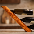 Olive Wood Round Bottle Holder 3 Holes, Wine Bottle Holder, bar accessories, wine lovers