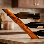 Olive Wood Round Bottle Holder 3 Holes, Wine Bottle Holder, bar accessories, wine lovers