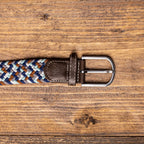 Woven Belt - Navy / Grey & Brown Zigzag